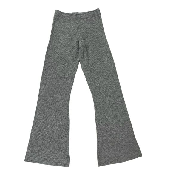 4TH Reckless Pants Womens 8 Gray Flared Ribbed Knitted Pull On Comfy Cozy Warm - Picture 1 of 12